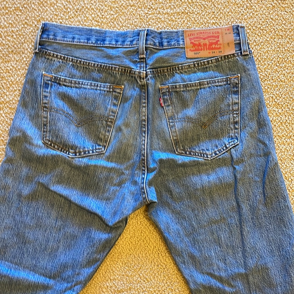 Men's 501 34x34 Classic Blue Jeans - Picture 5 of 7